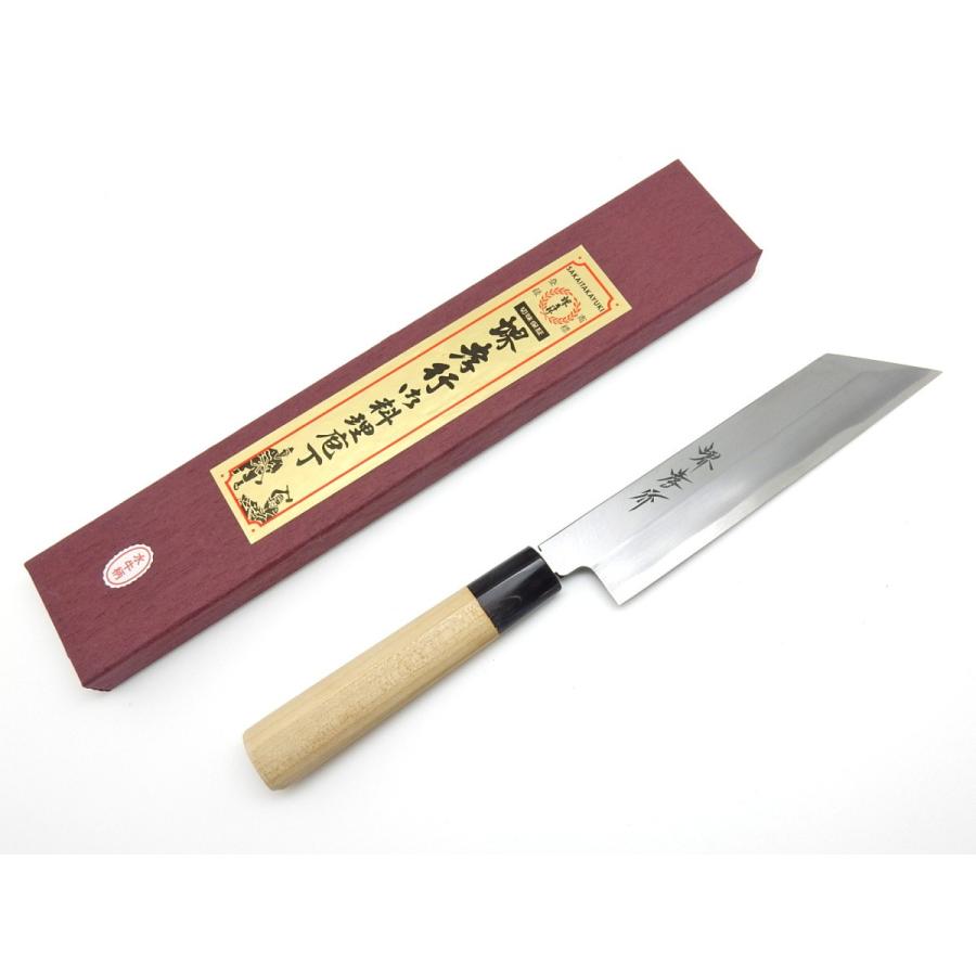 堺孝行 堺孝行《霞研水牛柄》安来鋼白紙 むき物庖丁 180 mm 【水牛柄