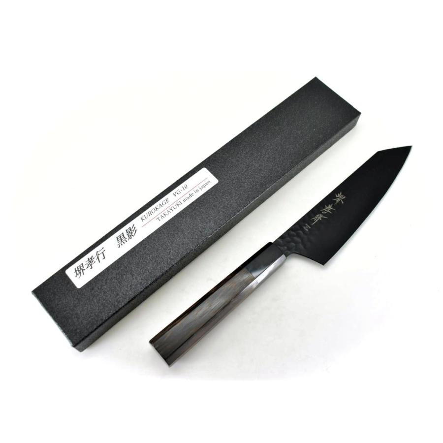 堺孝行 堺孝行《黒影》V金10号 鎚目 黒フッ素加工 和剣型三徳 160 mm