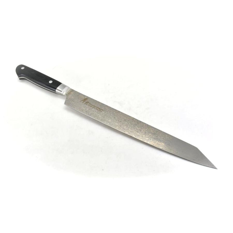 堺孝行 堺孝行《コアレスダマスカス》剣型柳刃 260 mm【マイカルタ黒柄