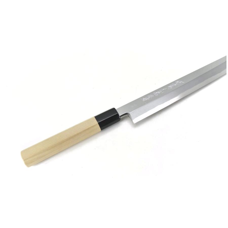 義弘《青霞シリーズ》安来鋼青2号 本霞研 切付柳刃 270 mm【水牛 義弘《青霞シリーズ》安来鋼青2号 本霞研 切付柳刃 270 mm【水牛