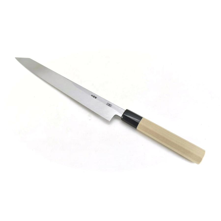 義弘《青霞シリーズ》安来鋼青2号 本霞研 切付柳刃 270 mm【水牛 義弘《青霞シリーズ》安来鋼青2号 本霞研 切付柳刃 270 mm【水牛