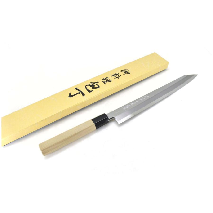 義弘《青霞シリーズ》安来鋼青2号 本霞研 切付柳刃 270 mm【水牛 義弘《青霞シリーズ》安来鋼青2号 本霞研 切付柳刃 270 mm【水牛