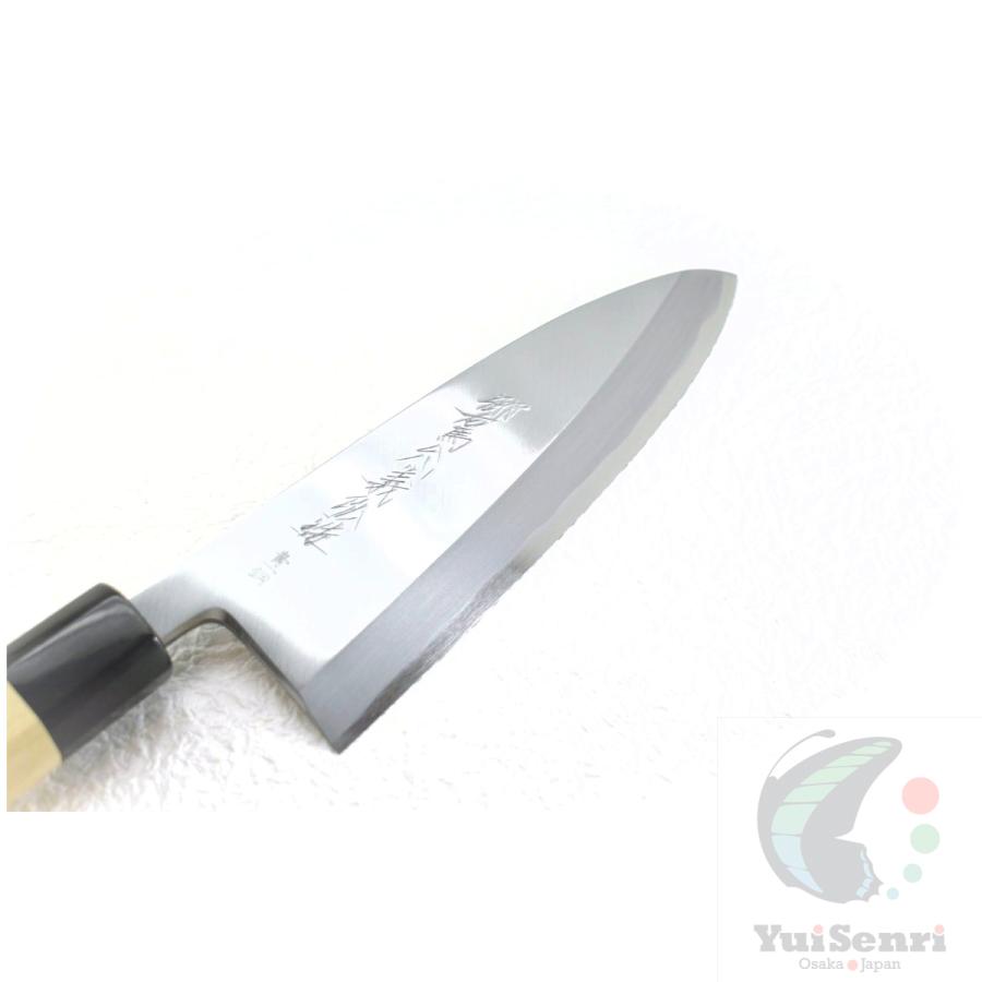 義弘《青波打シリーズ》安来鋼青1号 出刃 180 mm【水牛八角柄・サヤ付