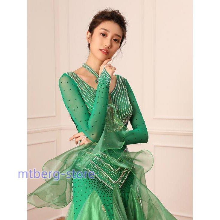 【新登場】 社交ダンスドレス モダンドレス ロングスカート ダンスウエア 競技 デモ ダンス衣装 ワンピース オーダーメード GB2200 【AAA1052901263】(38436円)