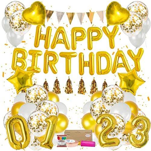 風船 誕生日 飾り付け バルーン 数字 Happy Birthday パーティー ゴールド 豪華で大容量 子供 男子の女子のための誕生日の装飾バルーン 海外ブランド