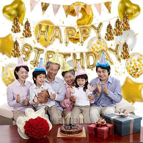 風船 誕生日 飾り付け バルーン 数字 Happy Birthday パーティー ゴールド 豪華で大容量 子供 男子の女子のための誕生日の装飾バルーン 海外ブランド