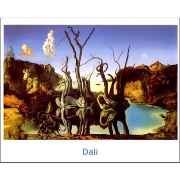 ポスター アート ダリ 水面に象を映す白鳥 サイズ 203×254mm