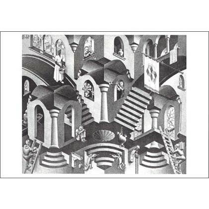 ポストカード アート エッシャー 凸面と凹面 150×105mm メッセージ