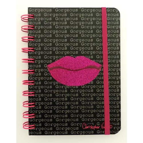 春のコレクション リングノート 唇 クリストファーヴァインデザイン ゴム紐付き 罫線 フリッター加工 おしゃれ 文房具 Materialworldblog Com