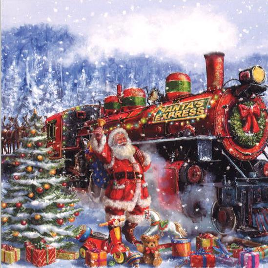 クリスマスカード クリスマス サンタ グリーティングカード メッセージカード グリーティングカード クリスマス サンタと汽車 メッセージカード