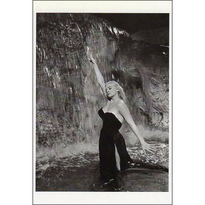 ポストカード モノクロ写真 アニタ・エクバーグ 女優 甘い生活 映画