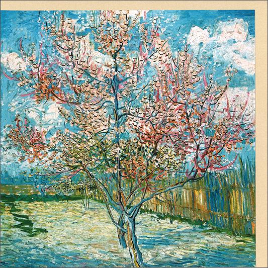 グリーティングカード 多目的 アート ゴッホ 花咲く果樹園 封筒135×135 mm 箔押し加工 メッセージカード :LMS70085:ユージ ...