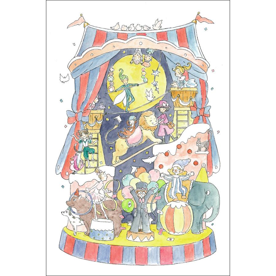 ポストカード イラスト かわいみな サーカス団 100 148mm 郵便はがき メッセージカード イラストレーター 作家 Mk 017 ユージニアyh 通販 Yahoo ショッピング