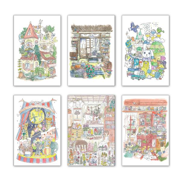 ポストカード6枚セット かわいみな 100×150mm イラストレーター 郵便はがき メッセージカード かわいい :MK-SET3:ユージニア ...