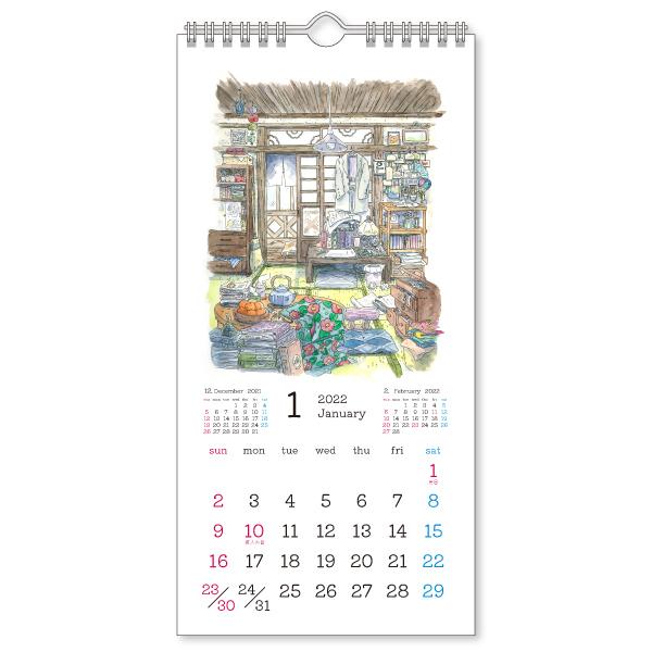 264円 内祝い 22年 キッチンカレンダー かわいみな 素敵な毎日 壁掛け 作家 アート かわいい イラスト スケジュール 日用品
