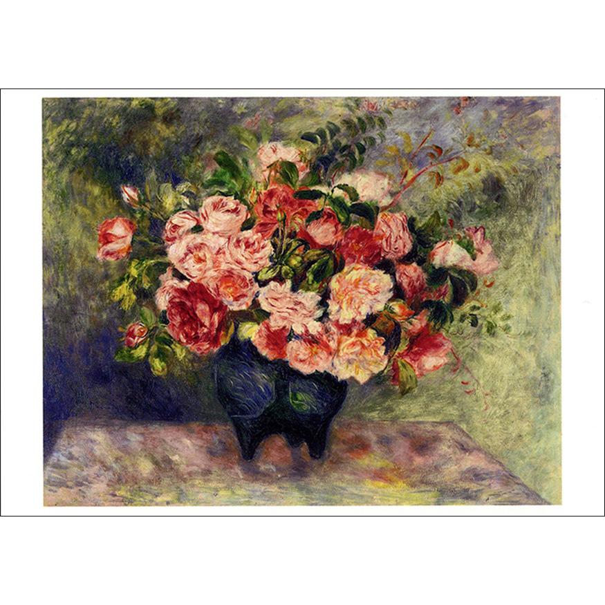 ポストカード アート ルノワール 花瓶のバラ 148×105mm メッセージ