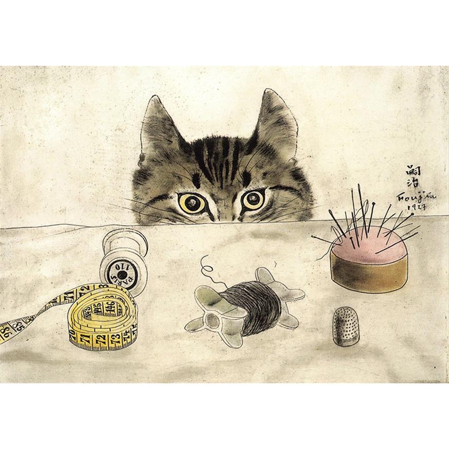 ポストカード 藤田嗣治 仕立て屋の猫 148×105mm 動物 メッセージカード