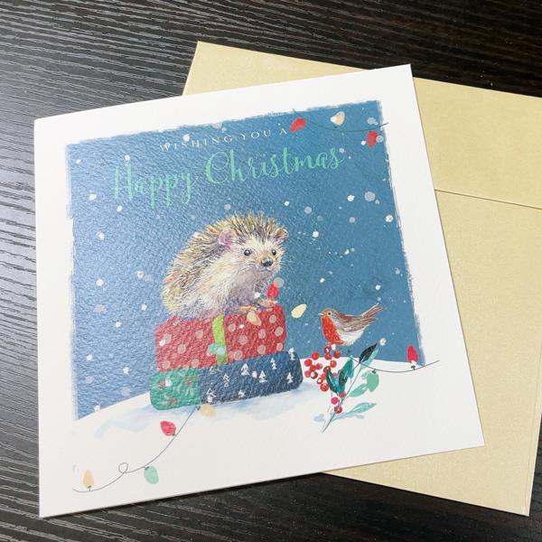 グリーティングカード クリスマス ハリネズミとコマドリ メッセージカード ギフト｜yujinia-yh｜02