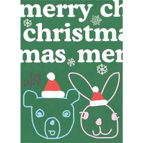 グリーティングカード 最大63%OFFクーポン クリスマスカード クマとうさぎ 赤 封筒付き オープニング 大放出セール メッセージカード