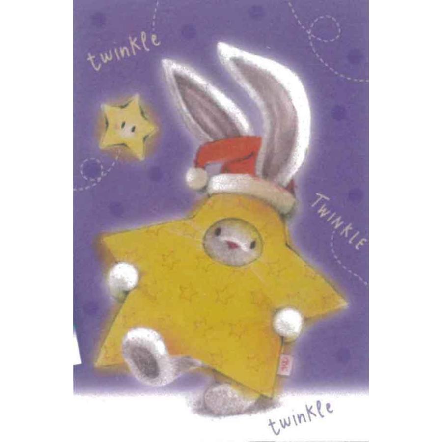 ミニカード クリスマスカード 星の衣装のうさぎちゃん メッセージ 