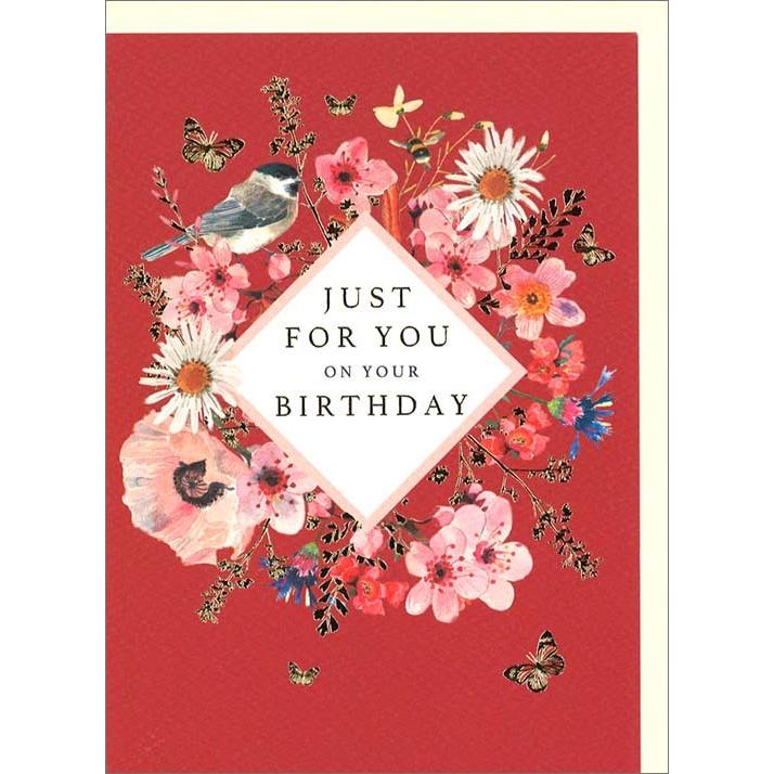 グリーティングカード 誕生日 バースデー Just For You On Your Birthday メッセージカード 花柄 レッド アイボリー おしゃれ 輸入雑貨 Yrgg0007 ユージニアyh 通販 Yahoo ショッピング