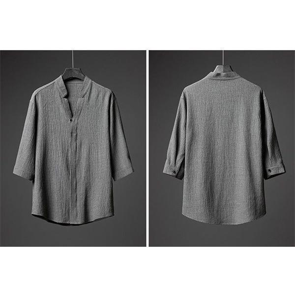 大特価上下セット セットアップ メンズ 綿麻風 リネン風 接触冷感 涼しい 七分袖 五分袖シャツ チノパン 大きいサイズ 吸汗速乾 ルームウェア |  | 04