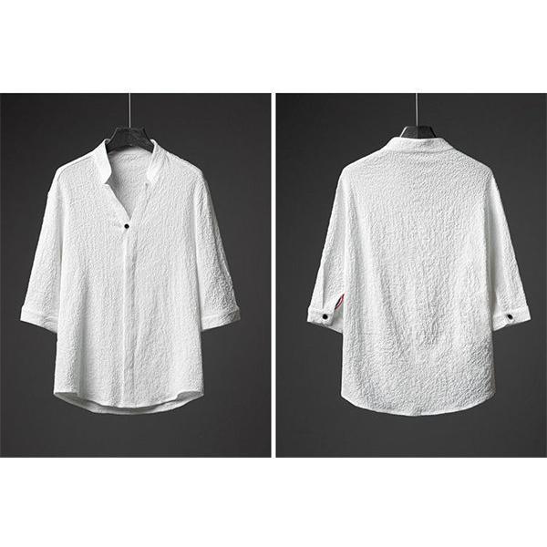 大特価上下セット セットアップ メンズ 綿麻風 リネン風 接触冷感 涼しい 七分袖 五分袖シャツ チノパン 大きいサイズ 吸汗速乾 ルームウェア |  | 07