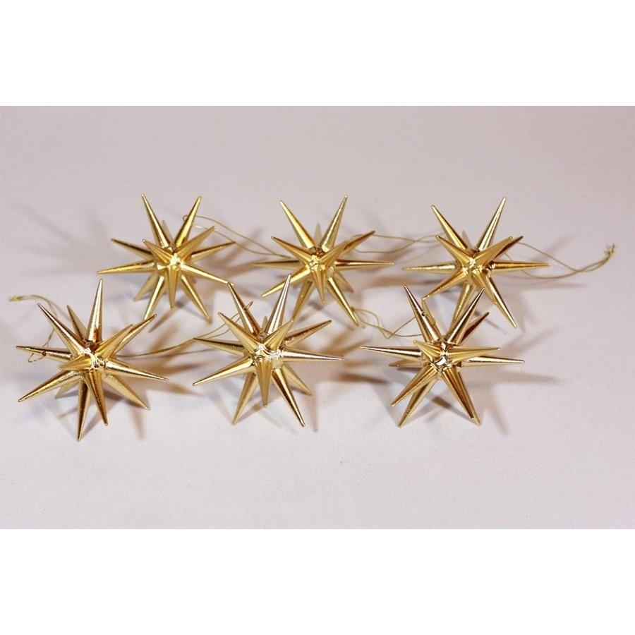 金の星(小)箱入り6個セット ベツレヘム 木製オーナメント　199/007　H24-1bL