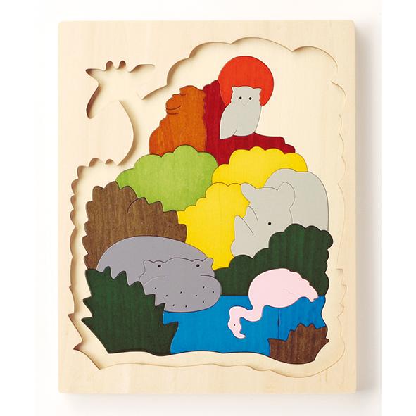 2重パズル・アフリカ ジョージラックパズル 木製パズル 5・6歳