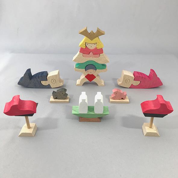 KK247 鯉武者と金太 小黒三郎 組み木の五月人形 : ゆかいなさかなYahoo