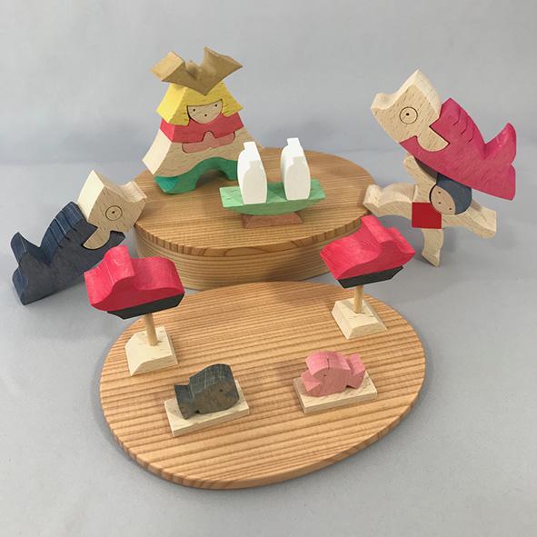 KK247 鯉武者と金太 小黒三郎 組み木の五月人形 : ゆかいな