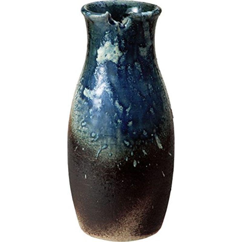 信楽焼 花器 青ビードロ壷型花入 幅11x直径11x高さ25.5cm 513-08 花瓶、花器