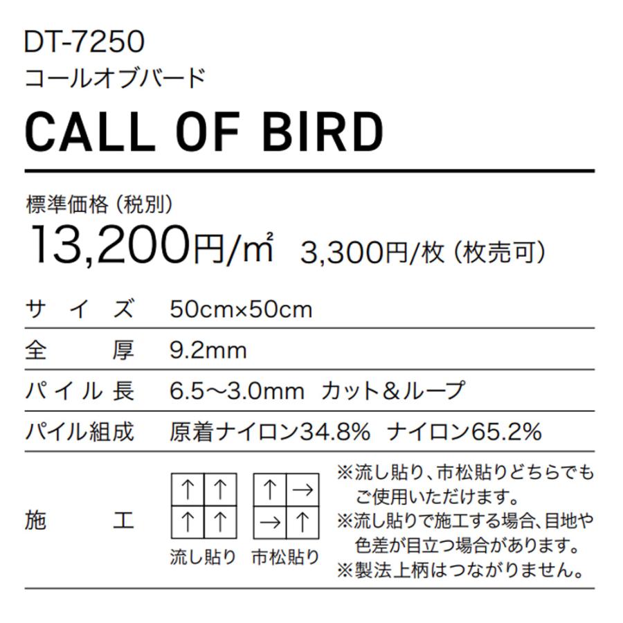 タイルカーペット 店舗施設用 コールオブバード DT-7250 選べる3カラー サンゲツ DTシリーズ DT-7251~DT-7265（ケース販売）_6