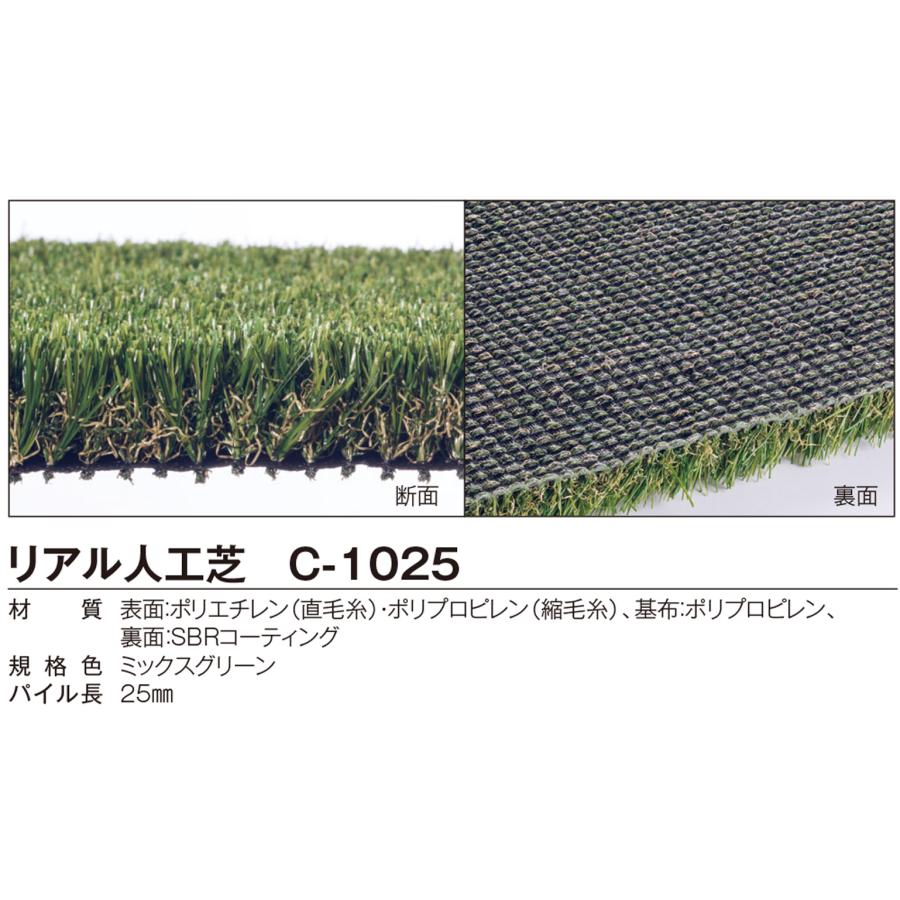 リアル人工芝 C-1025 テラモト 巾1m×長さ10ｍ（10ｍ巻きロール販売 切売不可）の画像