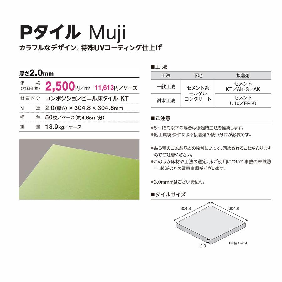 Tajima（タジマ） Pタイル Muji 厚さ2mm コンポジションビニル床タイル
