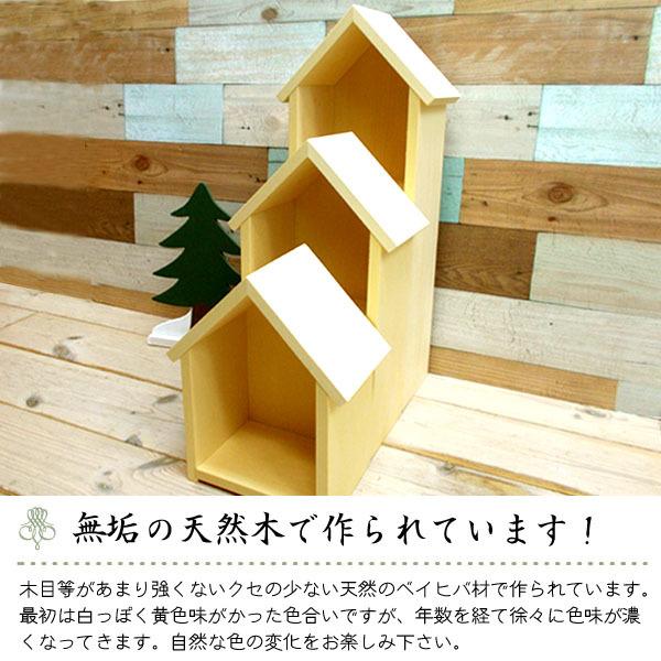 ナガタ工房 オリジナル商品/ ドールハウス型 スリム棚(窓なし・大・ナチュラル)  日本製 天然木 無塗装 3段棚 【ばこ】 組立完成品