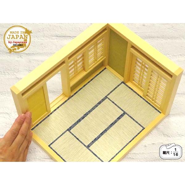 和風ドールハウス 1/16のミニ和室6畳 L型A 木製 無塗装 横幅26.4cm 縮尺1/16 日本製