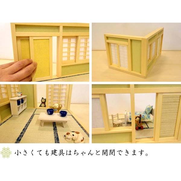 和風ドールハウス 1/16のミニ和室6畳 L型A 木製 無塗装 横幅26.4cm 縮尺1/16 日本製