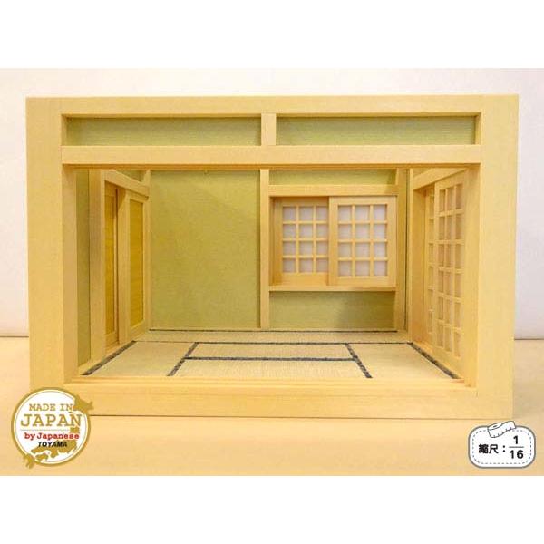 和風ドールハウス-12 ミニ和室6畳-ロ型B（1/16スケール） 木製 無塗装