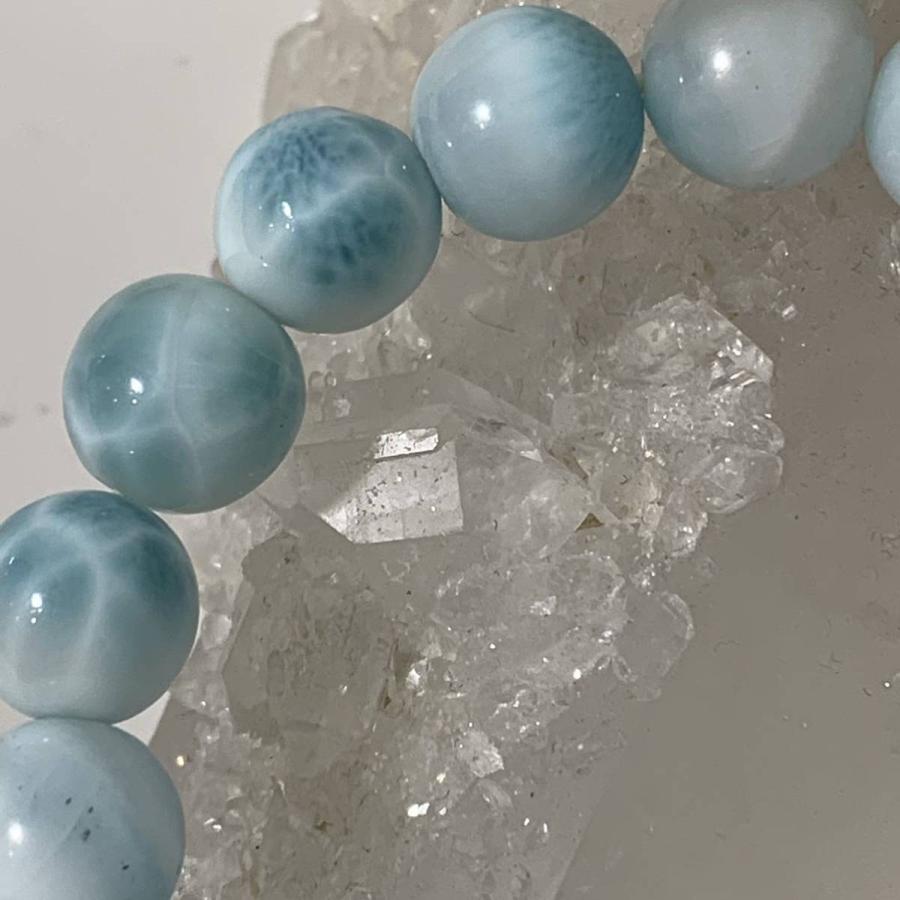 NO.00407【内径15cm】アイスラリマー 10mm 28.5g ブレスレット 天然石 パワーストーン アクセサリー 天然石ブレスレットの画像