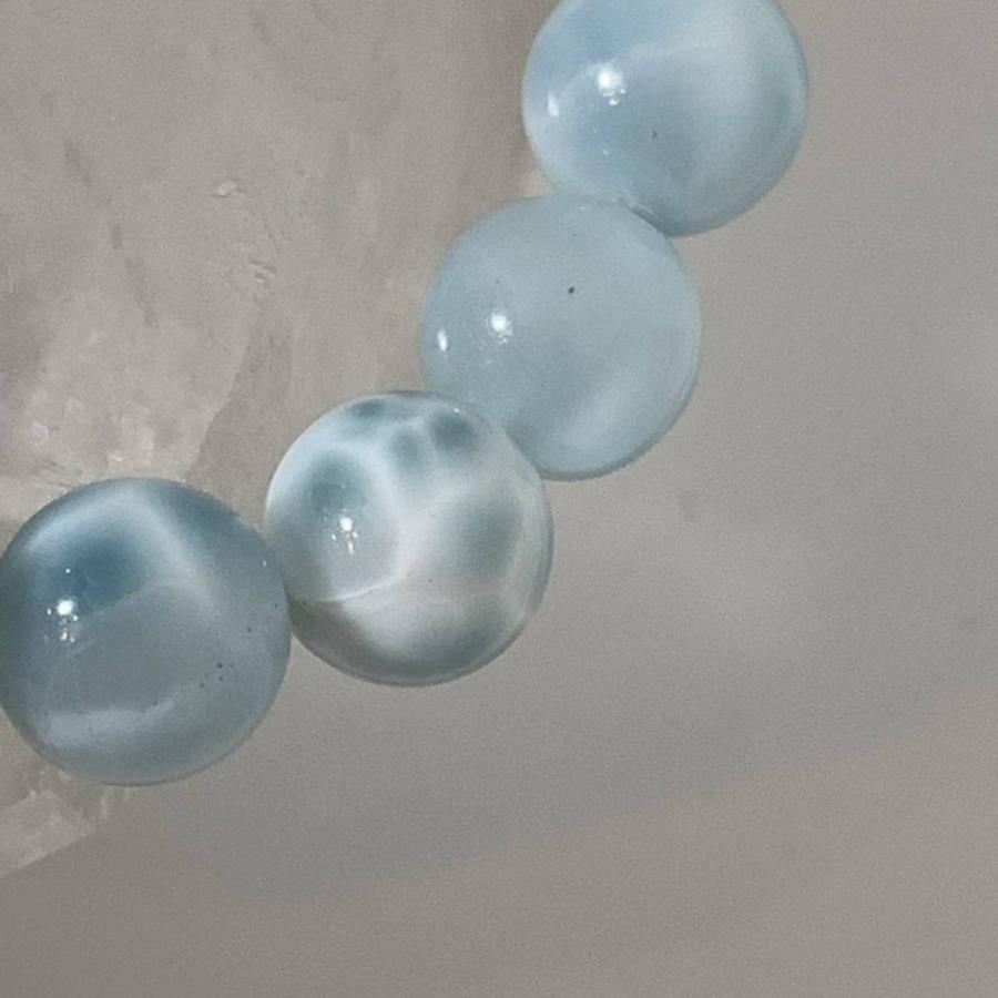 NO.00407【内径15cm】アイスラリマー 10mm 28.5g ブレスレット 天然石 パワーストーン アクセサリー 天然石ブレスレットの画像