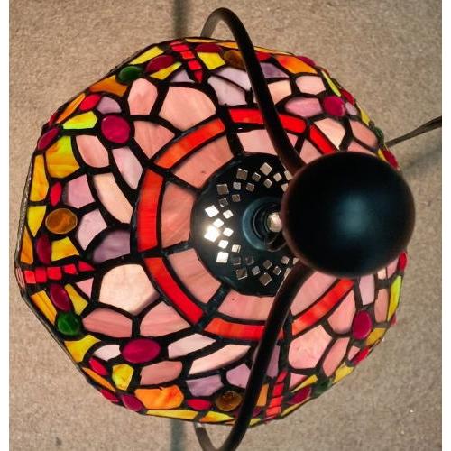 ステンドグラス吊り型 ナギットと赤トンボと薔薇柄 ステンドグラス ランプ 吊り型 ナギットと赤トンボ柄 フレーム幅