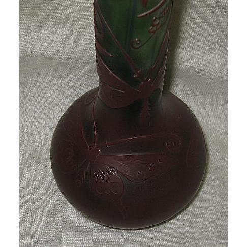 ガレ風花瓶（ガラス製）　チョウチョ柄　直径10.5ｃｍ　高さ４２ｃｍ｜yukawafnt｜06