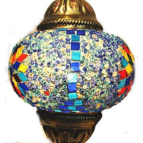 トルコランプ ブルー アラジンモザイクランプ 中国製 幅13cm 奥行き