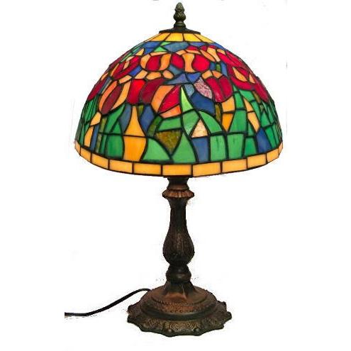 ステンドグラス ランプ チューリップ柄 （シェード直径29．4cm 高