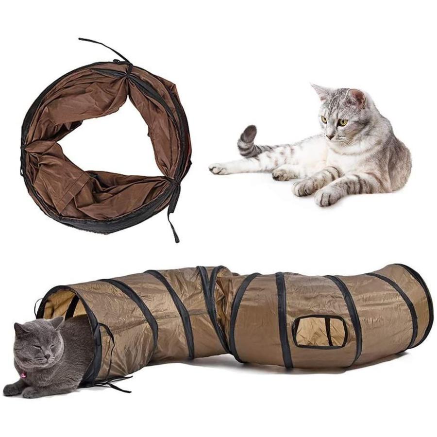 訳あり商品 キャットフード 猫トンネル Andiker ２穴付き猫トンネル折りたたみ可能水洗いs形キャットトンネル長いトンネル猫遊びペットおもちゃ S ブラウン Www Threeriversofs Com
