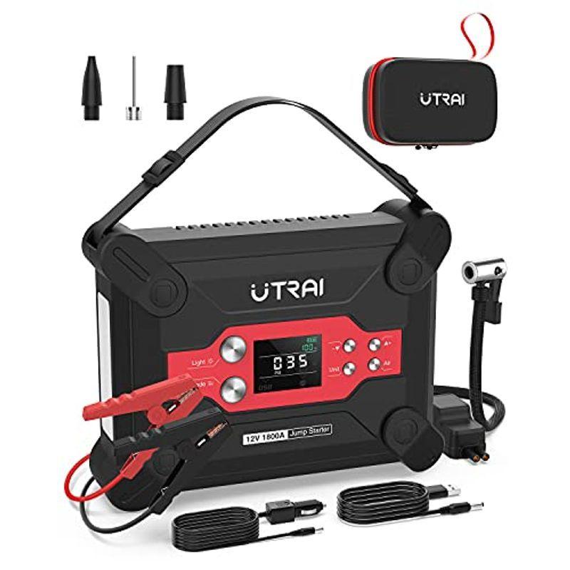 Utrai ジャンプスターター 1 12v車用エンジンスターター mah大容量 Dc Usb出力 エアコンプレッサー搭載 一台四役 新規購入 12v車用エンジンスターター