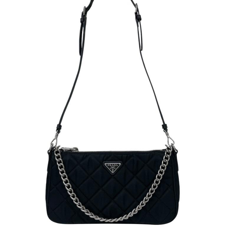 ご*ー様 7.191 ▲ PRADA キルティング チェーンショルダーバッグ 黒 PRADA バッグ プラダ ショルダー キルティング チェーン 黒