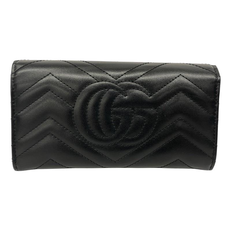 極美品‼️GUCCI 長財布 GGマーモント レザー ブラック 443436 【公式通販】