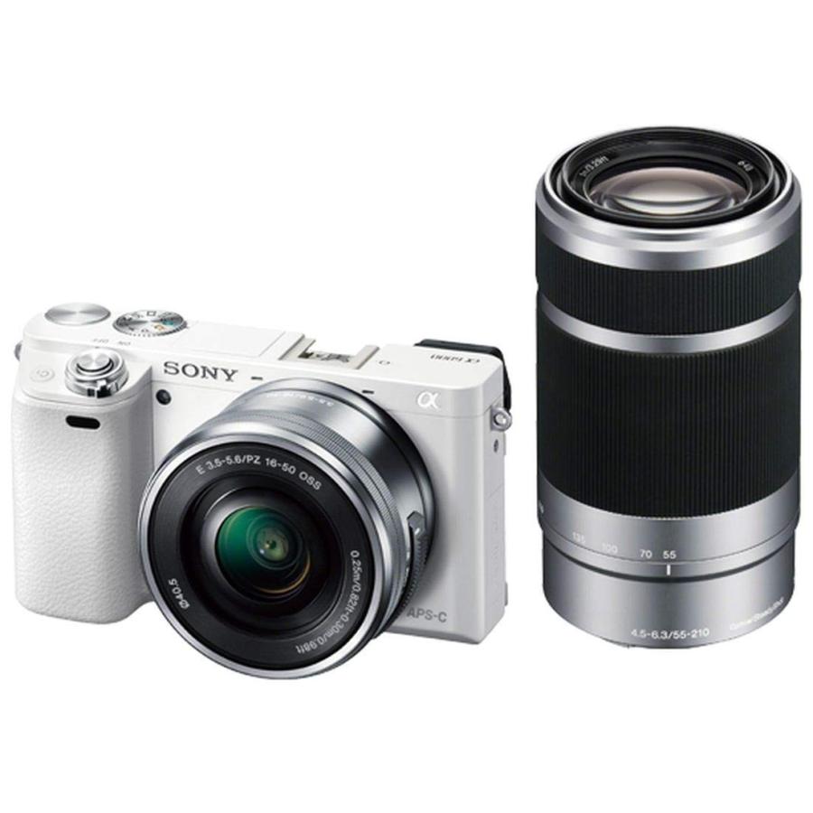 ソニー Sony ミラーレス一眼 55 210mm A6000 ダブルズームレンズキット E Av周辺機器 Pz A6000 16 50mm F3 5 5 6 Oss E 55 210mm F4 5 6 3 Oss ホワイト Ilce 6000y W